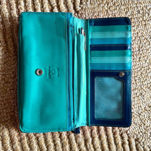 Used Wallet In Pretty Shades Of Blue And Teal - Picture 1 of 8